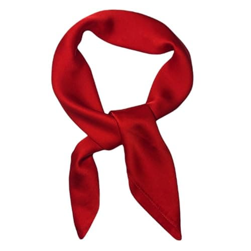 Image of WESTEND CHOICE Square Satin silk Scarves Plain Neck Scarf 50s Retro Women Scarf Lightweight Silky Bandana Wrap women's scarves 70 x 70 cm (Red)