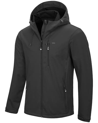 Image of 33,000ft Men's Softshell Jackets Outdoor Windproof Coat Breathable Lightweight Windbreaker Casual Functional Jackets with Hood for Running, Cycling,Grey L