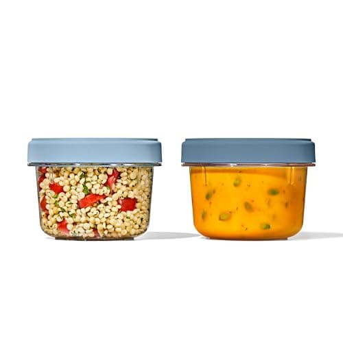 Image of OXO Good Grips Twist & Stack Container : 550ml : 2-Pack : Leakproof, Stain-Resistant, Stackable Food Storage + Universal Lids + Space-Saving Design + Easy Cleaning (Airtight Containers)