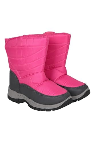 Image of Mountain Warehouse Caribou Junior Kids Snow Boots - Snowproof, Fleece Lining, Warm, Insulated, High Traction Sole - Ideal For Bright Pink Kids Shoe Size 10