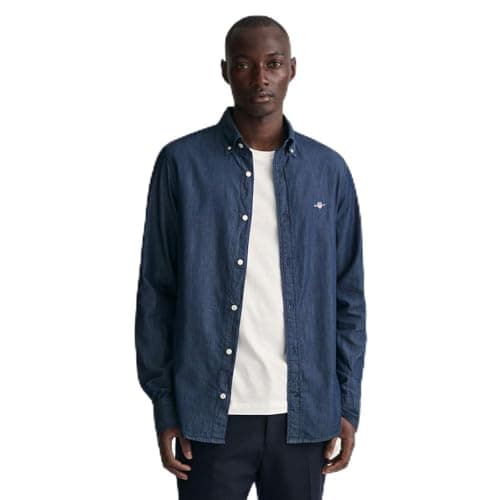 Image of GANT Slim Comic Shirt, Dark Indigo, S Men, Dark Indigo, S