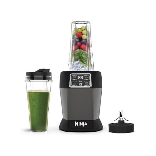 Image of Ninja Blender with 2 Automatic Programs: Blend & Max Blend, Pulse Setting, 2x 700ml Cups with Spout Lids, 1000W, Dishwasher Safe Parts, Smoothie Maker, Auto-iQ, Black BN495UK