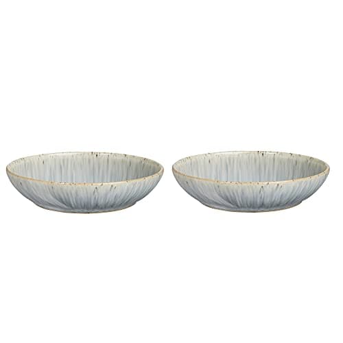 Image of Denby - Halo Speckle Pasta Bowls Set of 2 - Grey, Neutral Patterned Dishwasher Microwave Safe Crockery 1050ml - Glazed Ceramic Stoneware Tableware - Chip & Crack Resistant
