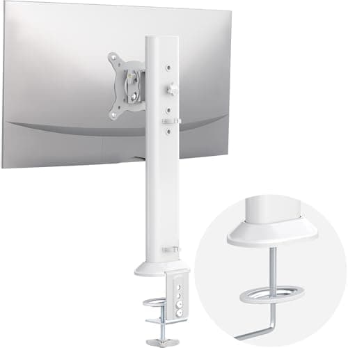 Image of HEMUDU,Single Monitor Arm Desk/PC Mount for 13-32 Inch Flat Curved Computer Screen, Height Adjustable,with Tilt Swivel Rotation Monitor Stand,Tool Free VESA mount,Holds up to 35KG,HD04W-001,White