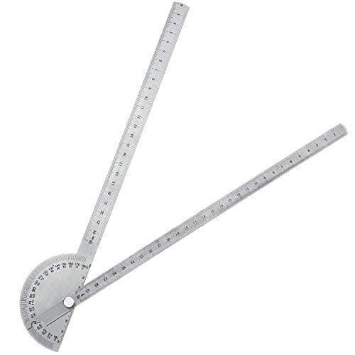 Image of Angle Protractor Angle Finder Ruler Two Arm Stainless Steel Protractor Woodworking Ruler Angle Measure Tool with 0-180 Degrees (30 cm/ 11.8 Inch)