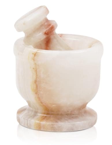 Image of Radicaln Marble Mortar and Pestle Set White Onyx 2.5" Inches Handmade Spice Grinder for Kitchen Herb Grinder Bowl & Garlic Crusher for Kitchen Accessories