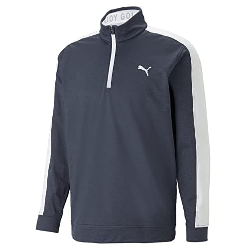 Image of Puma Golf Mens Cloudspun T7 Sweater - Navy Blazer Heather/White - M
