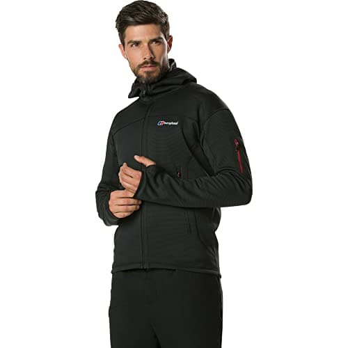 Image of Berghaus Men's Pravitale Mountain 2.0 Performance Hooded Fleece Jacket | Extra Warmth | Smart Fit Fleece Full Zip Hoodie, Carbon/Black, XL