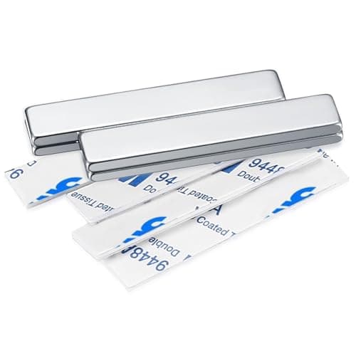 Image of 4 Pcs Strong Neodymium Bar Magnets, Strong Powerful Rectangular Rare Earth Magnets Strips with Double-Sided Adhesive for Crafts, Fridge, Science - 50x10x3mm