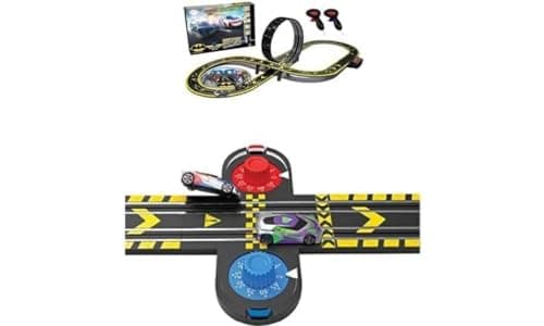 Image of Micro Scalextric Sets for Kids Age 4+ - Batman vs Joker Set, Battery Powered Electric Racing Track Set, Slot Car Race Tracks - Includes 1x Race Set & 1x Ejector Lap Counter Accessory Pack