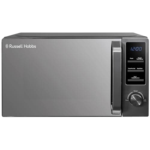 Image of Russell Hobbs 20 Litre 800W Dark Steel Digital Microwave with 8 Auto Cook Menus & Defrost Function, 5 Power Levels, Integrated Timer, Mirror Door & Easy Clean RHM2028DS