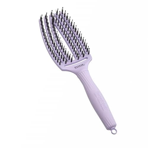 Image of Olivia Garden Fingerbrush Care Iconic - Medium - Lavender - Detangling Hairbrush with Boar & Nylon Bristles for Ultimate Shine & Smooth Styling