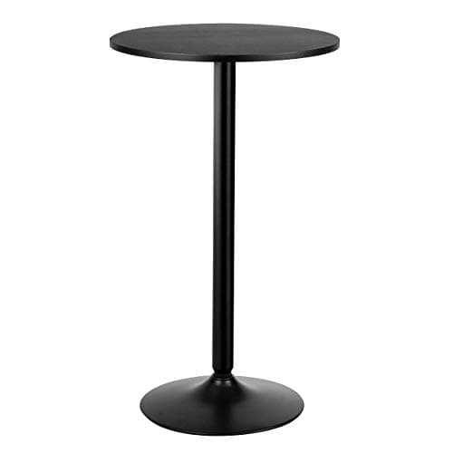 Image of COSTWAY Round Bar Table, Counter Bistro Pub Tables with Fixed Tabletop and Stable Base, Circular Cocktail Dining Table for Home, Office and Kitchen, Holds up to 150kg (1, Black, 101cm H)