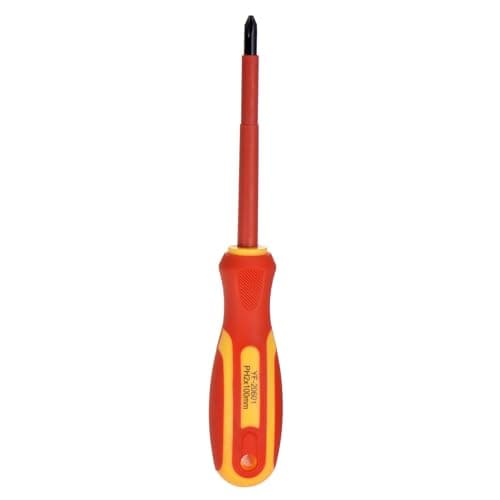 Image of sourcing map VDE Insulated Screwdriver 1000V PH2 x 100mm Magnetic Phillips Screwdrivers CR-V Magnetic Electricians Phillips Head Screwdrivers with VDE Handle