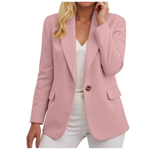 Image of Blazers for Women UK,Ladies Blazer Suit Solid Button Suits Coat Elegant 3/4 Sleeve Notch Lapels Collar Jackets Fall Business Work Office Elegant Jackets Open Front Jacket Cardigans Top Outerwear