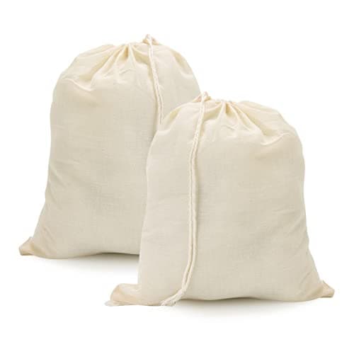 Image of Irich 25 Pack Cotton Muslin Drawstring Bags, Reusable Produce Storage Bags, 100% Organic Muslin Bags for Store Spices, Crafts, Soap or Slag Filter, Soaking Medicinal Liquor (20 * 25cm)