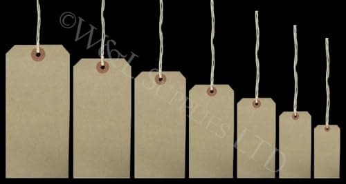 Image of Large Reinforced Buff Brown Strung Tags Luggage Labels 82mm x 41mm - Durable, Versatile, and Reliable (Pack of 250)