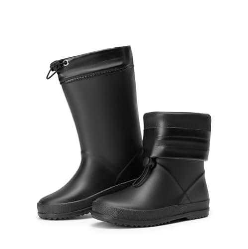 Image of DREAM PAIRS Kids Rain Boots Boys Girls Lightweight Boots Waterproof Easy-on Outdoor Playing Rain Boot Unisex-Child,Size 2 Big Kid,Black,SDRB2401K
