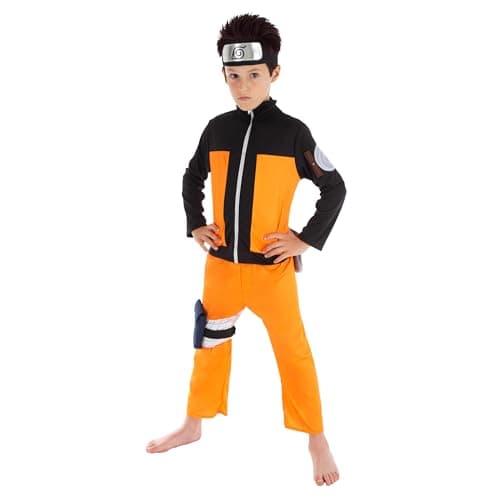 Image of Adult Naruto Shippuden Costume – 5-Piece Anime Ninja Fancy Dress Outfit (Size S) | Includes Jacket, Trousers, Headband, Belt Bag & Pouch – Halloween & Cosplay