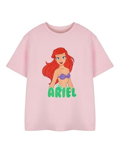 Image of Disney Princess Ariel Girls Pink Short-Sleeved T-Shirt | Kids Graphic Tee | Little Mermaid Ariel Character Top | Short Sleeve Apparel | Princess Movie Merchandise Gift for Children & Teens