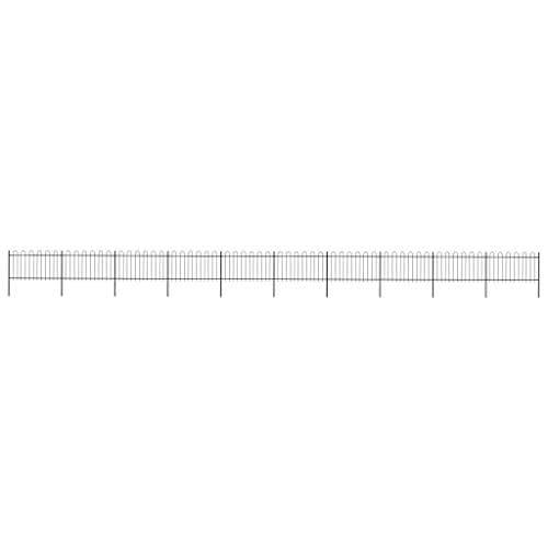 Image of vidaXL Garden Fence with Hoop Top Steel 1781.5x100 cm Black