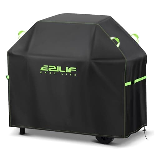 Image of Ezilif Barbecue covers, 132x66x110cm BBQ Covers Waterproof 420D Oxford Heavy Duty Large with Windproof Buckle and Reflective Handle, UV Tear-Resistant Gas BBQ Cover for Weber, Char Broil, Nexgrill