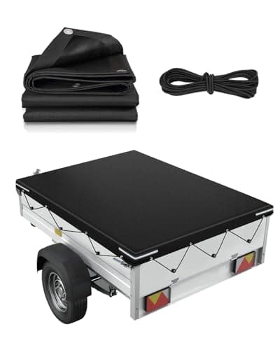 Image of SUPAREE 6'x4' Trailer Covers Waterproof Trailer Tarpaulin Cover Car trailer cover 600D Oxford Heavy Duty with Reinforced Eyelets & Reflective Strips Windproof UV Protection (183x122x8cm)