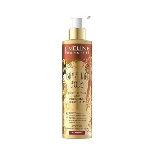 Image of Eveline Cosmetics Brazilian Body 5-in-1 Moisturizing Bronzing Body Lotion - Brazilian Body, Crystal Liquid Emulsion with Coconut Oil & Cocoa Butter, 200ml
