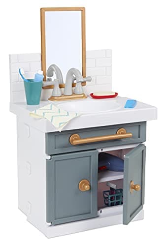 Image of little tikes 657771EUC First Sink with Real Working Faucet Pretend Play for Kids, 12 Bathroom Accessories, Interactive Unique Toy Multicoloured, Ages 2 Plus, Full