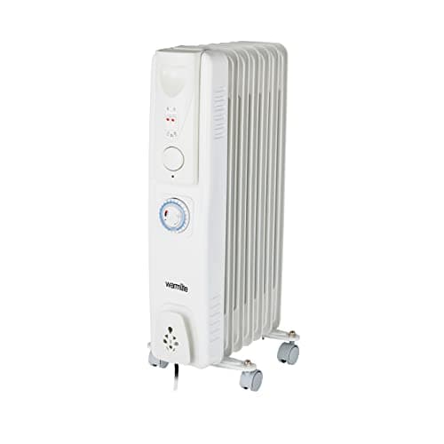 Image of Warmlite 7 Fin Oil Filled Radiator with Adjustable Thermostat and a 24 Hour Timer, 1500W, White, WL43003YTW