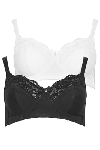 Image of M&Co 2 Pack White & Non Wired Lace Trim Bra - Women's