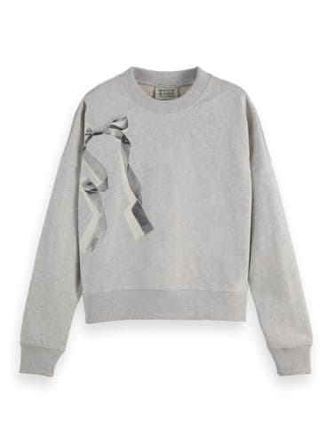 Image of Scotch & Soda Womens Chest Artwork Fitted Sweatshirt, Light Grey Melange U051, S UK