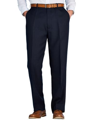 Image of Chums Men's Stretch Waist Formal Smart Work Trousers Elasticated Waist Navy