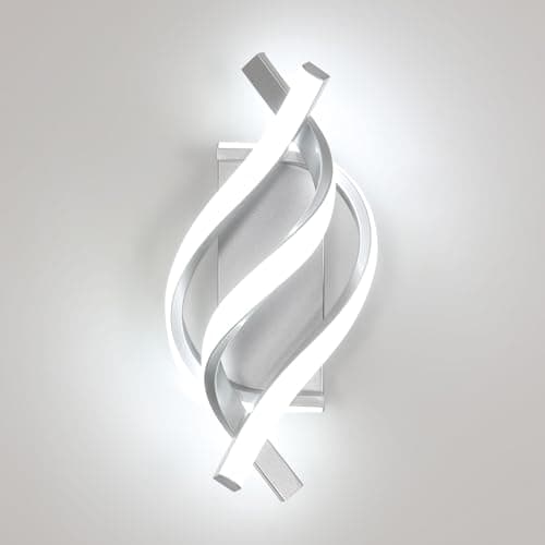 Image of Comey LED Wall Light 22W 2500LM, Silver Creative Spiral LED Wall Sconce, 6500K Cool White Wall Lamp for Bedroom Living Room Corridor Hallway