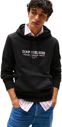 Image of Tommy Hilfiger Men’s Brand Love Cotton Hoodie, Black (Black), XS
