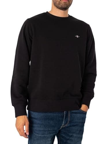Image of GANT Men's REG Shield C-Neck Sweatshirt, Black, Standard, black, XL