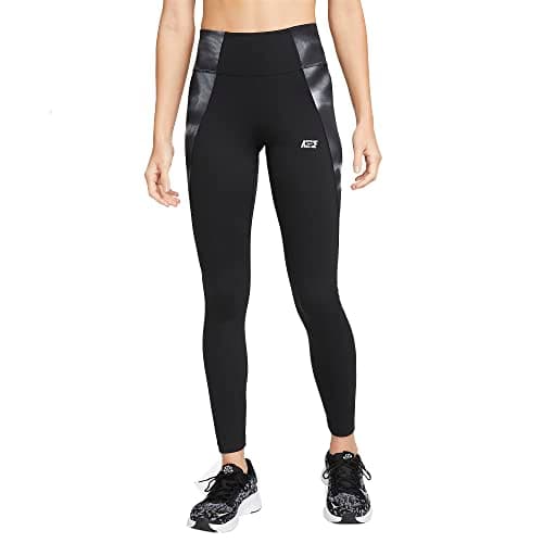 Image of Nike One Icon Clash Women's Mid-Rise Leggings, Black/Black/White, S