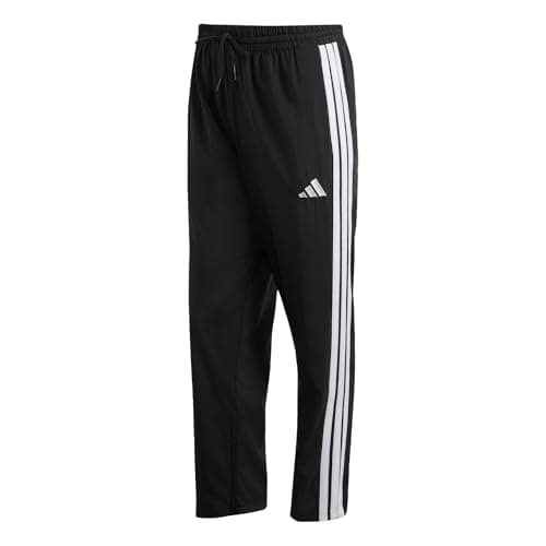 Image of adidas Men's Essential Three Stripes Stanford Pant Open Hem, Black/White, XL