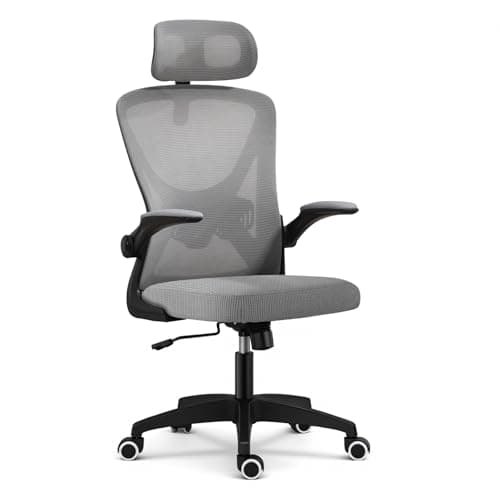 Image of Panana High Back Desk Chair Adjustable Headrest Rolling Chair for Executive Office Support (Grey)