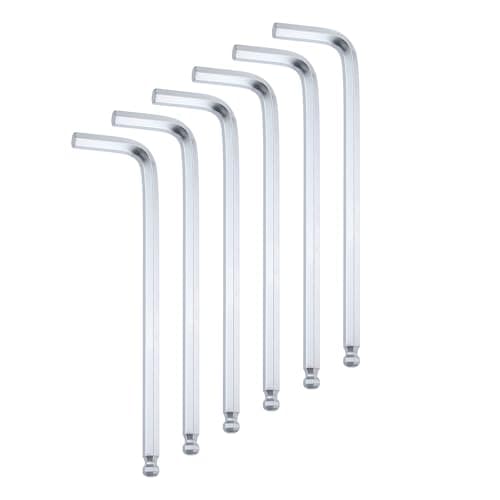 Image of sourcing map 6pcs Ball End Hex Key Wrench 6mm Metric Chrome-Vanadium Steel L-Shape Hexagon Wrenches Repairing Tool for Home Bike Motorcycle Repair, Silver