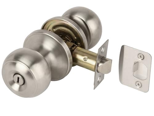 Image of Hunta HANDLEZONE® Riva Privacy Knobset, Keyless Lock with Emergency Release, Adjustable 60-70mm Latch, for Bathroom/Bedroom, 1 Set – Satin Stainless Steel