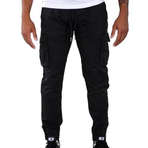 Image of Alpha Industries Cotton Twill Jogger Casual Trousers for Men Black