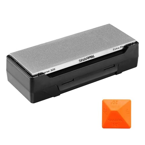 Image of SHARPAL 162N Diamond Whetstone Knife Sharpener with Storage Base | 2 Side Grit Coarse 325 / Extra Fine 1200 | Diamond Sharpening Stone | Non-Slip Base & Angle Guide (203 x 76mm / 8 x 3 Inch)