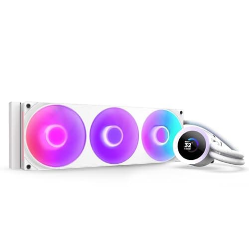 Image of NZXT Kraken Plus 360 RGB – AIO CPU Liquid Cooler – 360mm Radiator – F360 RGB Core Single Frame Fan – Customizable 1.54" Square LCD – AMD® AM5, AM4 – Intel® LGA 1851/1700, 1200/115X – White