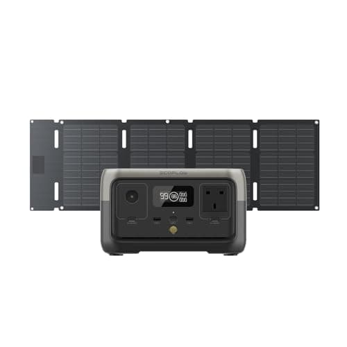 Image of ECOFLOW Portable Power Station RIVER 2 with 45W Type-C Solar Panel, 256Wh LiFeP04 Battery/ 1 Hour Fast Charging, Up To 600W Output, Solar Generator for Outdoor Camping/RVs