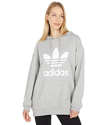 Image of adidas Originals womens Trefoil Hoodie, Medium Grey Heather, 1x