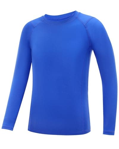 Image of WISMBOX Boys Base Layer Top, Kids Long Sleeve Compression Shirt, Quick Dry Breathable Sports Tops for Football Running Navy