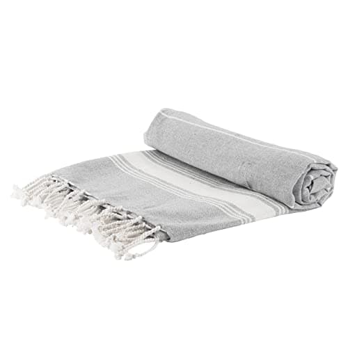Image of Nicola Spring Turkish Cotton Bath Towel - 170 x 90cm - Grey - Pack of 1 - Lightweight & Absorbent Large Adults Drying Beach Towel Bathroom Gym Cloth Sauna Hammam Shower Sheet