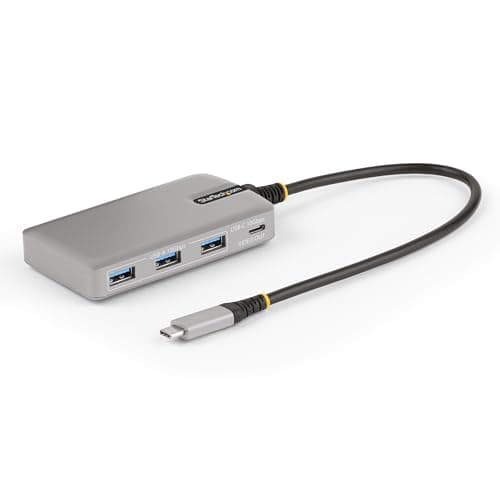 Image of StarTech.com 4-Port USB-C Hub with USB-C DP Alt Mode Video Output 4K 60Hz - 3x USB-A, 1x USB Type-C, 100W Power Delivery Pass-Through, USB 3.2 10Gbps, 1ft/30cm Cable, Portable USB Hub (HB31C3A1CDPPD3)