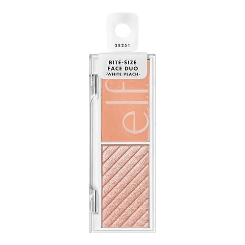 Image of e.l.f. Cosmetics Bite-Size Face Duo, Highlighter, Bronzer & Blush Palette, Highly Pigmented, White Peach, 0.049 Oz (1.4g), 0.049 ounces
